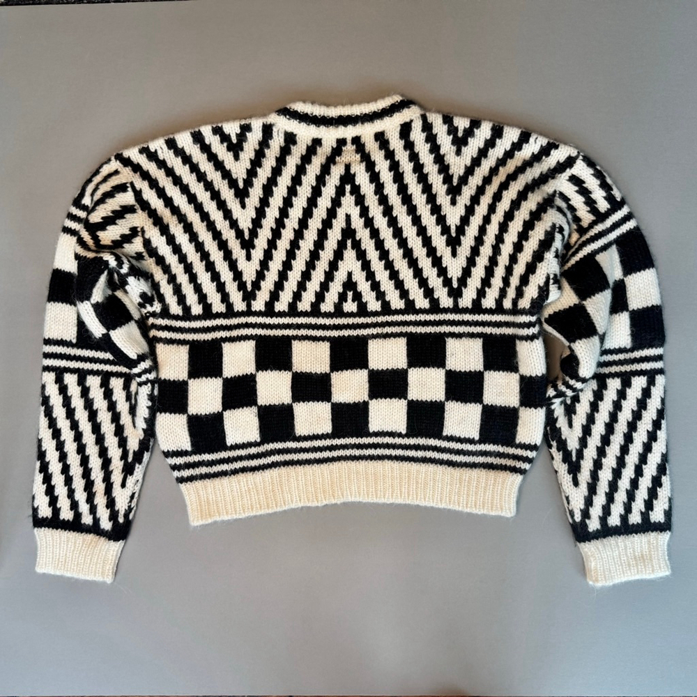 Mother The Itsy Crop Jumper Sweater Black White Alpaca S, NWOT - Picture 3 of 9
